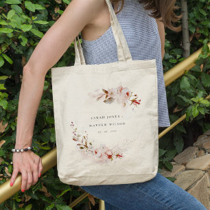 Bolsa Tote Dusky Fall Marsala Blush Floral Wreath Weds