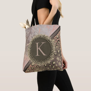 Bolsa Tote Dusky Rosa Marble Glittery Leopard Monograma