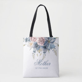 Bolsa Tote Dusty Blue e Mauve Floral Elegant Wedding