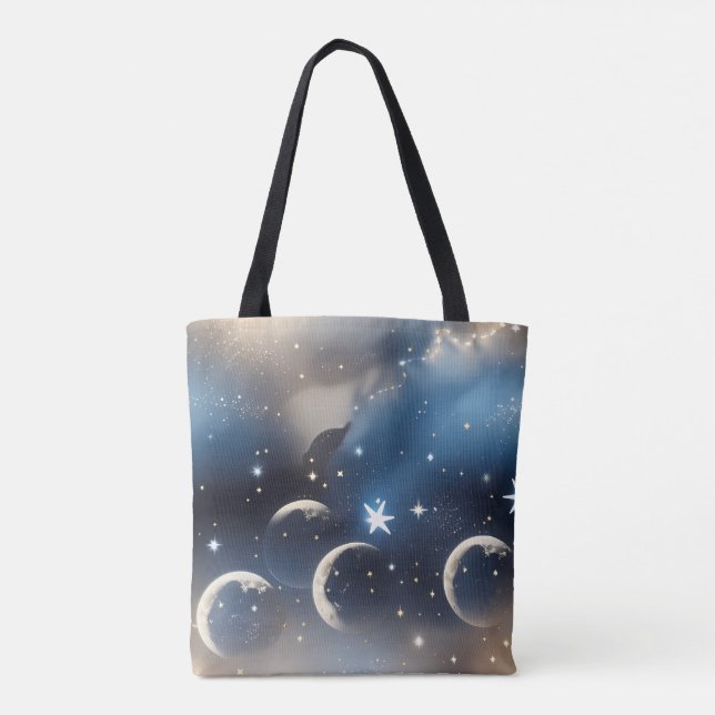 Bolsa Tote Dusty Blue Moon Muted Celestial Aesthetic (Verso)