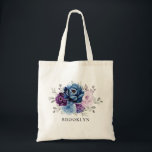 Bolsa Tote Dusty Blue Purple Marinho Lilac Bloom Bridesmaid p<br><div class="desc">Elegante azul púrpura lavanda lilás-púrpura ponte-tema floral,  bolsa-presente-dama com buquê elegante de azul poeirento,  Marinho,  púrpura,  cor lilás,  botões de flores rosa e folhas de eucalipto verde-sábio. Entre em contato comigo para obter ajuda sobre a personalização ou se você precisar de outro produto com este design.</div>