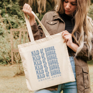 Bolsa Tote Dusty Blue Retro Boho Honra Maid Personalizada