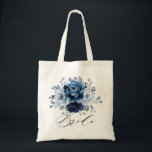 Bolsa Tote Dusty Blue Slate Marinho Botânico Noiva de Casamen<br><div class="desc">Elegante azul Dusty / Marinho tema noiva de noiva de noiva com buquê elegante de azul Dusty,  Marinho,  botões de flores rosa e folhas de eucalipto azuis. Entre em contato comigo para obter ajuda sobre a personalização ou se você precisar de outro produto com este design.</div>