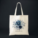 Bolsa Tote Dusty Blue Slate Marinho Floral Bridesmaid Gift<br><div class="desc">Pontes sobre o tema Elegante azul/Marinho Bridesmaid presente para a dama com buquê elegante de azul Dusty,  Marinho,  botões de flores rosa e folhas de eucalipto azuis. Entre em contato comigo para obter ajuda sobre a personalização ou se você precisar de outro produto com este design.</div>