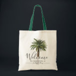 Bolsa Tote Dusty Palms | Saco de Tote de Casamento de Destino<br><div class="desc">Sacos de tote de casamento para a suíte de casamento empoeirada de palma,  com suas informações únicas do dia de casamento.</div>