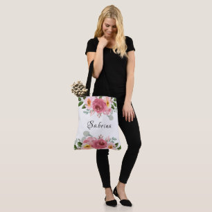 Bolsa Tote Dusty Rose Casamento Floral Rosa Bege