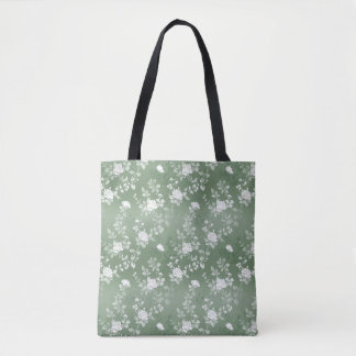 Bolsa Tote Dusty Sage Floral Verde Flor Padrão Verde