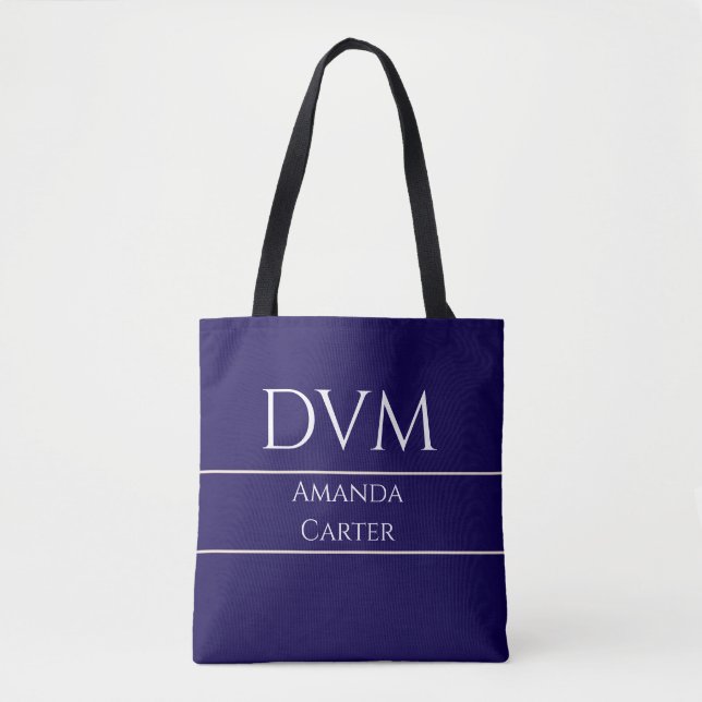 Bolsa Tote DVM Azul Moderno Simples Personalizado (Frente)