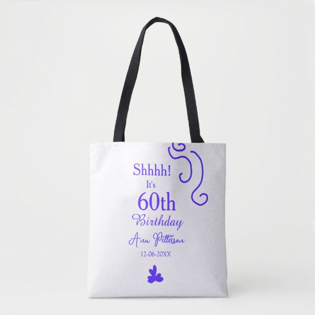 Bolsa Tote É 60º aniversário adicionar nome roxo espanhol r (Frente)