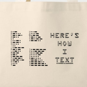 Bolsa Tote É aqui como texto de I (o código Morse