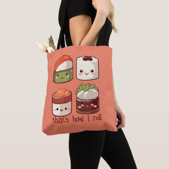 Bolsa Tote É assim que eu faço "Cute Kawaii Sushi" (Close Up)