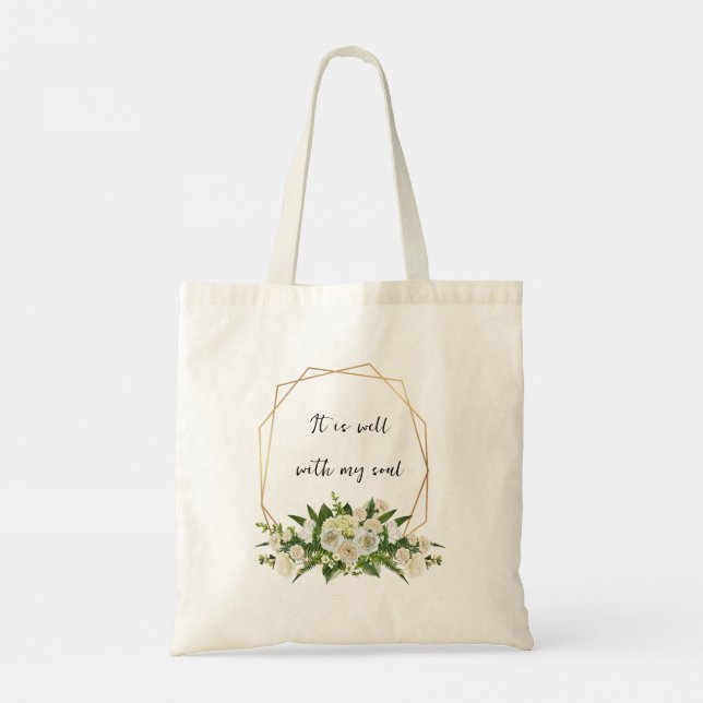 Bolsa Tote É Bem Com A Minha Alma, Floral Wreath (Verso)