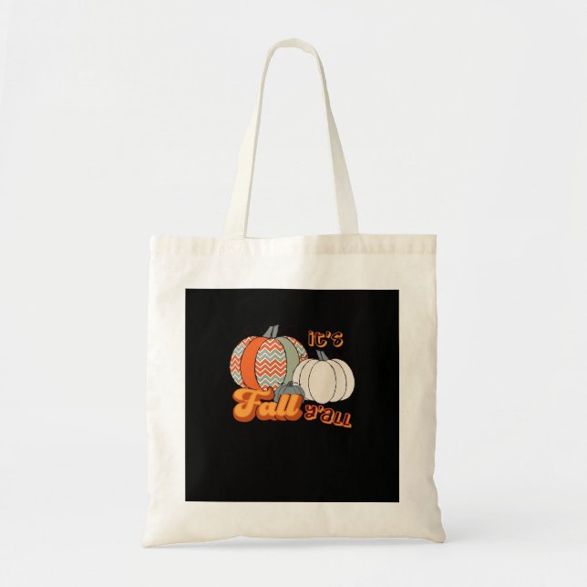 Bolsa Tote É Fall Y'all, Funny Pumpkins Chevron Pattern (Frente)
