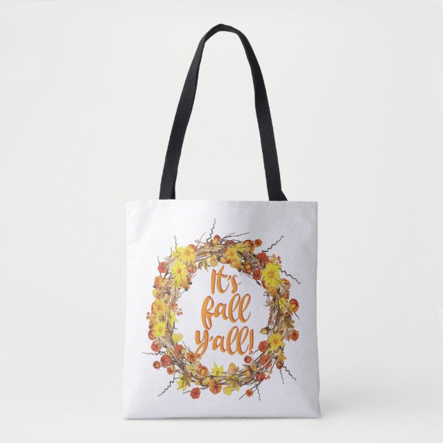 Bolsa Tote É Fall Y'all Orange Autumn Leaves (Frente)