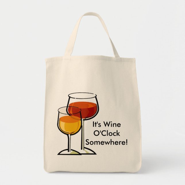 Bolsa Tote É hora do vinho em algum lugar! (Frente)