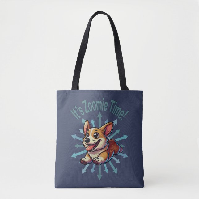 Bolsa Tote É hora do Zoomie Corgi (Frente)