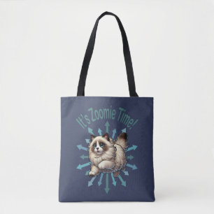 Bolsa Tote É Hora do Zoomie Gato de Pelúcia