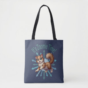 Bolsa Tote É hora do Zoomie Gato Marrom e Branco Fofo
