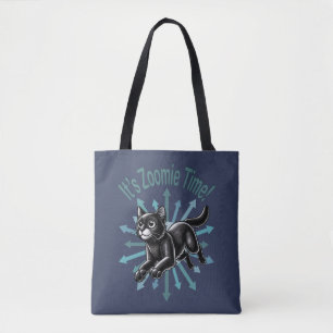 Bolsa Tote É hora do Zoomie Gato Preto