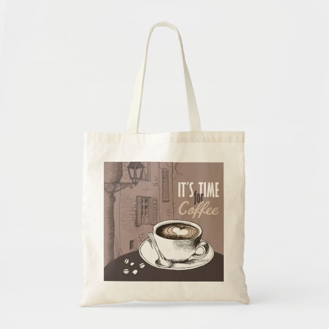 Bolsa Tote É hora para o café (Frente)