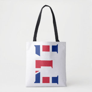 Bolsa Tote E Monograma sobreposto à declaração de bandeira do