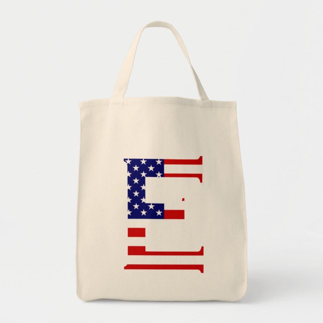 Bolsa Tote E Monograma sobreposto ao gtcnt Flag EUA (Frente)