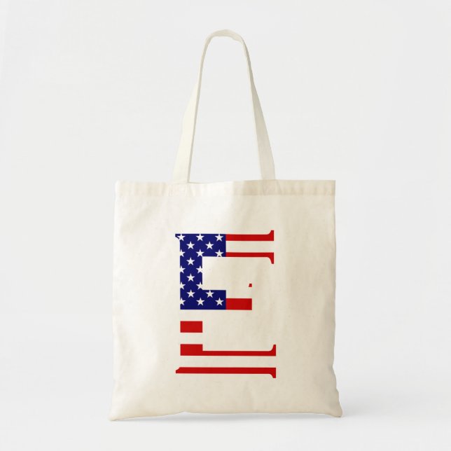 Bolsa Tote E Monograma sobreposto no Btcnt Flag EUA (Frente)