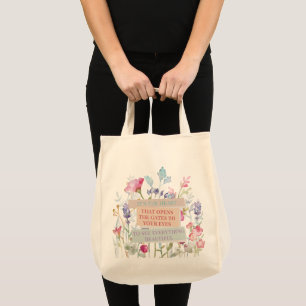 Bolsa Tote É o coração que abre os portões, jardim floral