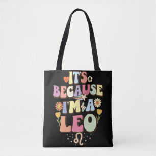 Bolsa Tote É Porque Eu Sou Um Leão Camiseta Groovy Retro Aniv