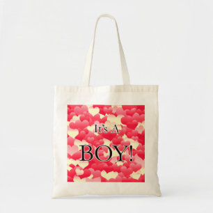 Bolsa Tote É um menino! Corações Vermelhos