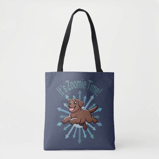 Bolsa Tote É Zoomie Time Chocolate Lab (Frente)