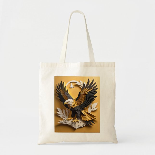 Bolsa Tote Eagle 3D Paper Art Design T-shirt (Frente)