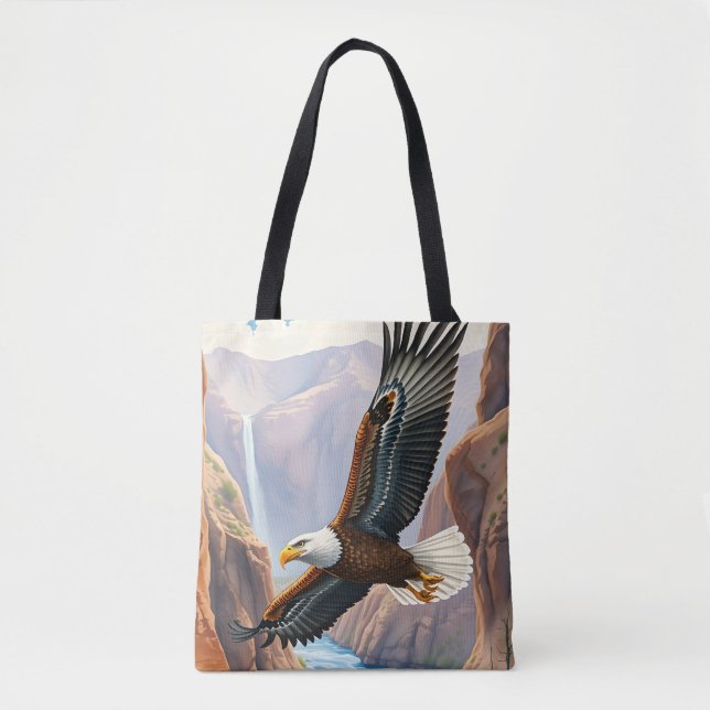 Bolsa Tote Eagle Soaring over Canyon and River (Frente)