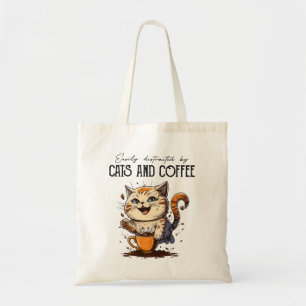 Bolsa Tote Easily Distracted By Cats And Coffee Cat Lovers Co