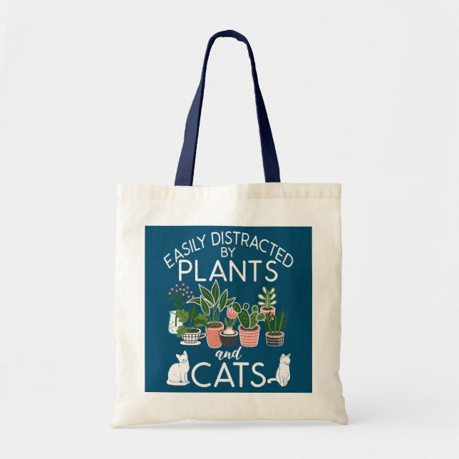Bolsa Tote Easily Distracted By Plants And Cats Funny Cat (Frente)