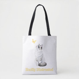 Bolsa Tote Easily Distracted Cute Cat & Butterfly Design