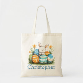 Bolsa Tote Easter Kids Name Boys Bunny Rabbit