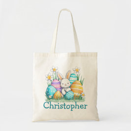 Bolsa Tote Easter Kids Name Boys Bunny Rabbit