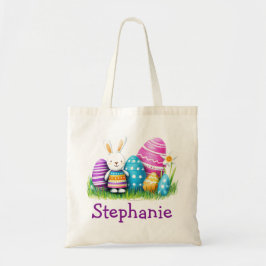 Bolsa Tote Easter Kids Name Girls Bunny Rabbit