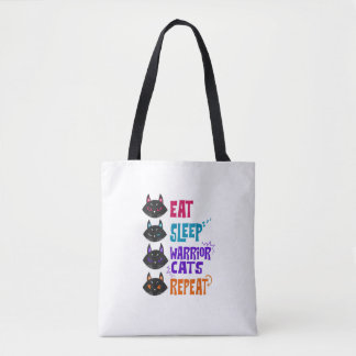 Bolsa Tote Eat Sleep Cat Warrior Repeat Cat Lover 