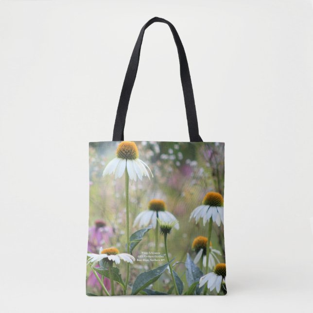 Bolsa Tote Echinacea branco Coneflower (Frente)