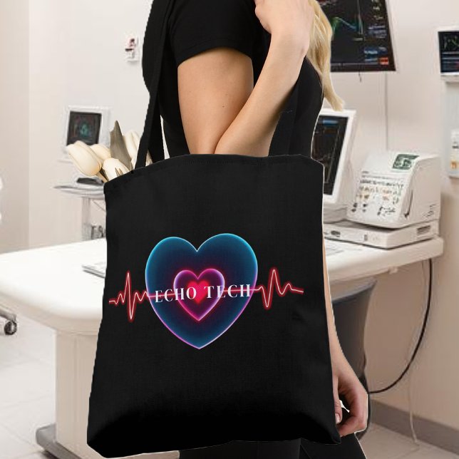 Bolsa Tote Echo Tech | Pulsação | ECG (Echo Tech _ Heartbeat _ EKG Tote Bag- Cardiac Sonographer)