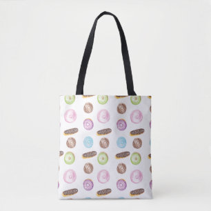 Bolsa Tote Eclairs Donuts Divertidos Aquarela Doce Fantasia