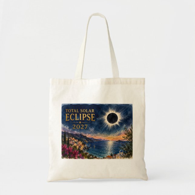 Bolsa Tote Eclipse Total do Sol 2027 Mediterrâneo  (Frente)
