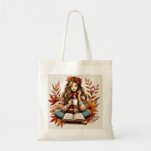 Bolsa Tote Eco bag com uma garota fofa no dia do outono