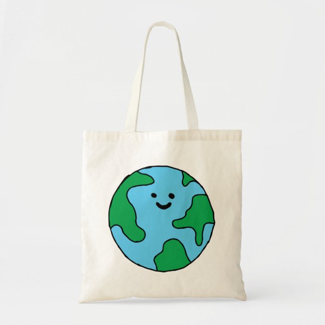 Bolsa Tote Ecoamigo do Mundo Ícone Feliz Terra Clipart Ecofri (Frente)