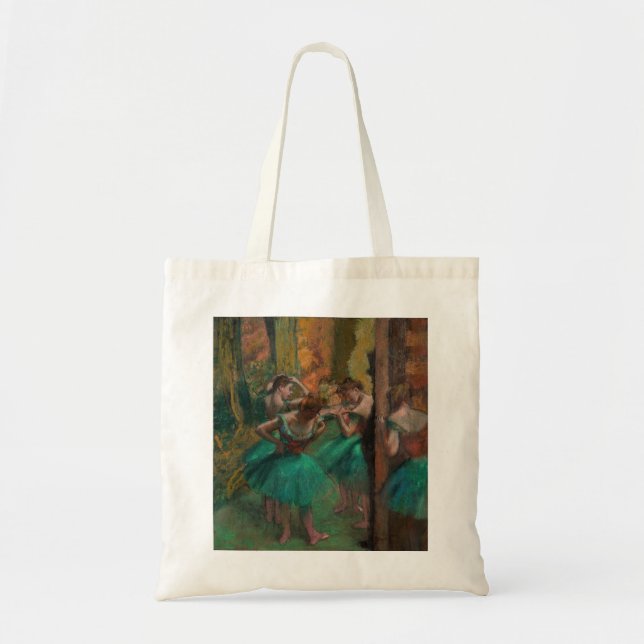 Bolsa Tote Edgar Degas - Dançarinos, Rosa e Verde (Frente)