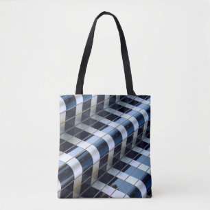 Bolsa Tote Edifício do arranha-céu, preto e cinza