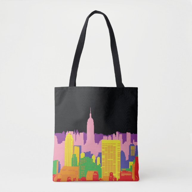 Bolsa Tote Edifícios urbanos decorativos em linha de horizont (Frente)