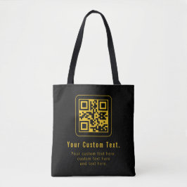 Bolsa Tote Editable QR Code & Text Template | Black & Gold